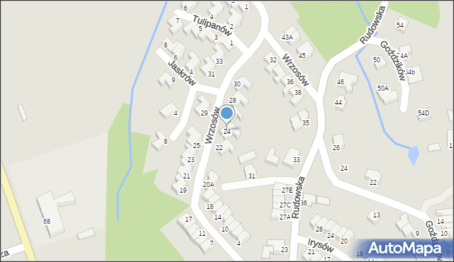 Cieszyn, Wrzosów, 24, mapa Cieszyna