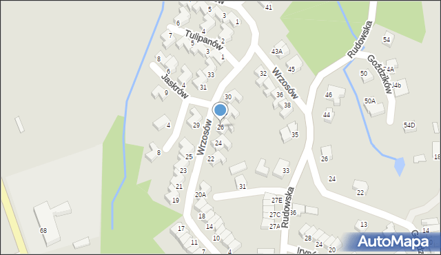 Cieszyn, Wrzosów, 26, mapa Cieszyna