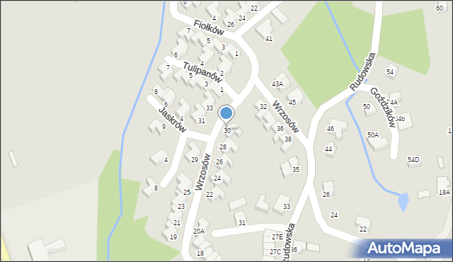 Cieszyn, Wrzosów, 30, mapa Cieszyna