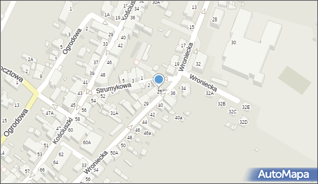 Czarnków, Wroniecka, 25, mapa Czarnków