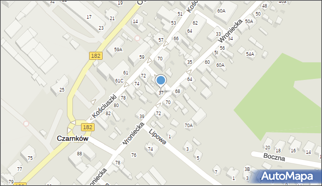 Czarnków, Wroniecka, 37, mapa Czarnków