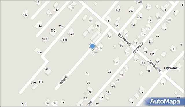 Czechowice-Dziedzice, Wróbli, 3, mapa Czechowic-Dziedzic