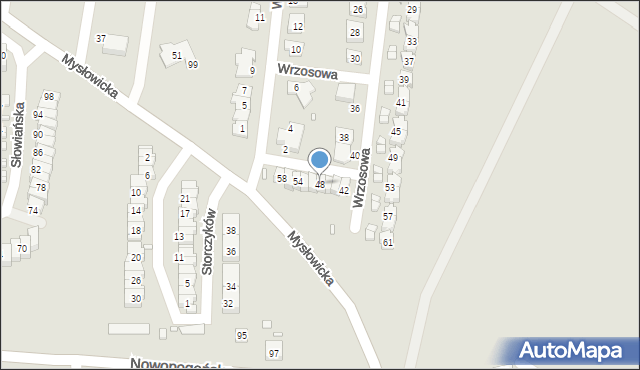 Czeladź, Wrzosowa, 48, mapa Czeladź