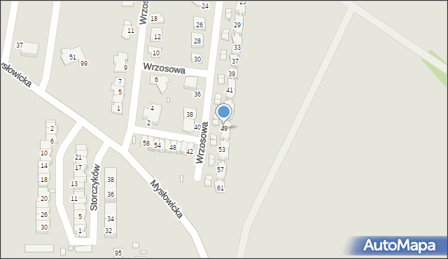 Czeladź, Wrzosowa, 49, mapa Czeladź