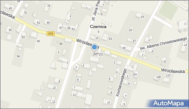 Czernica, Wrocławska, 100, mapa Czernica