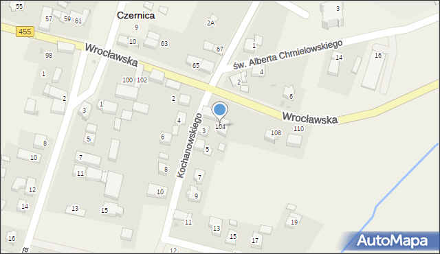 Czernica, Wrocławska, 104, mapa Czernica