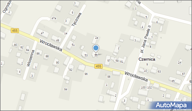 Czernica, Wrocławska, 55, mapa Czernica