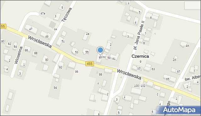 Czernica, Wrocławska, 57, mapa Czernica