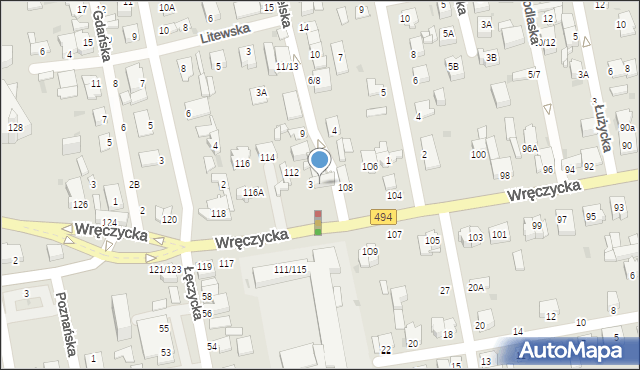 Częstochowa, Wręczycka, 110, mapa Częstochowy