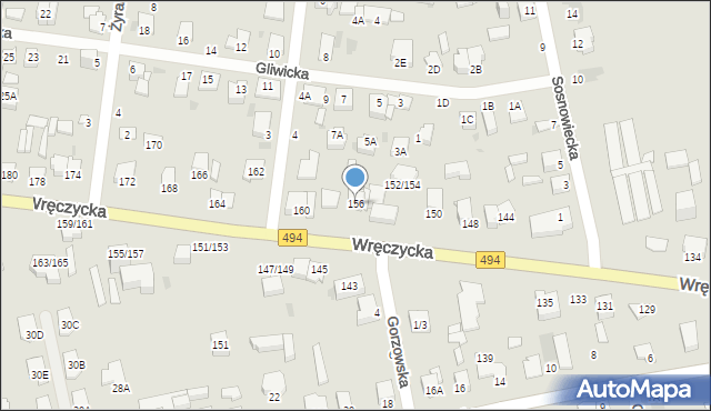 Częstochowa, Wręczycka, 156, mapa Częstochowy