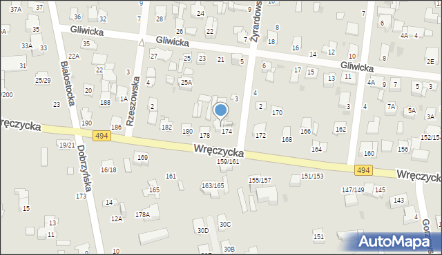 Częstochowa, Wręczycka, 176, mapa Częstochowy