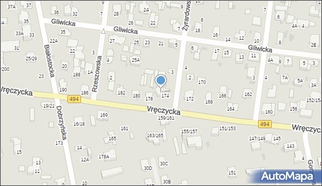 Częstochowa, Wręczycka, 176, mapa Częstochowy