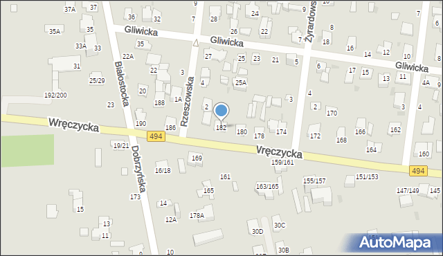 Częstochowa, Wręczycka, 182, mapa Częstochowy