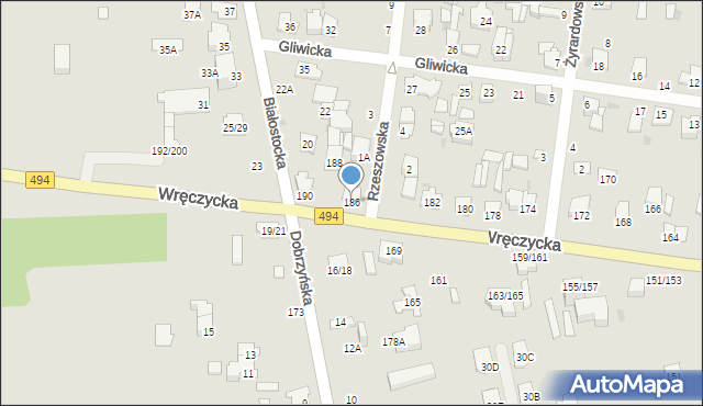 Częstochowa, Wręczycka, 186, mapa Częstochowy