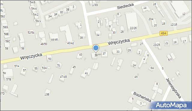 Częstochowa, Wręczycka, 39, mapa Częstochowy