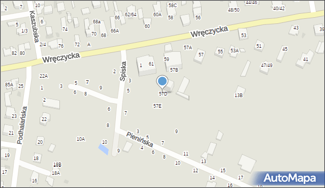 Częstochowa, Wręczycka, 57D, mapa Częstochowy