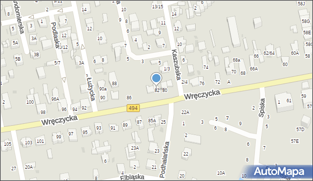 Częstochowa, Wręczycka, 82, mapa Częstochowy