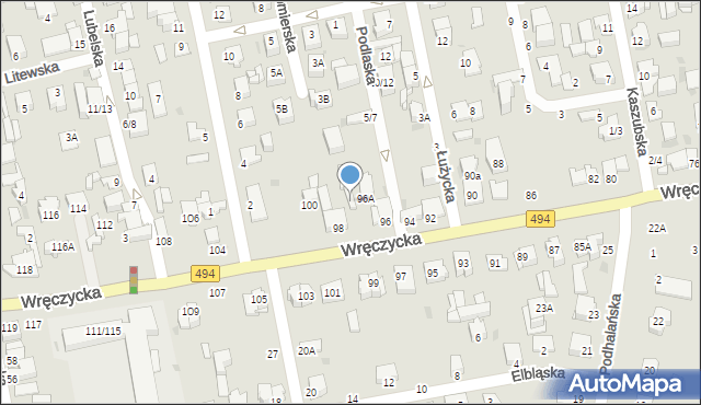 Częstochowa, Wręczycka, 98A, mapa Częstochowy