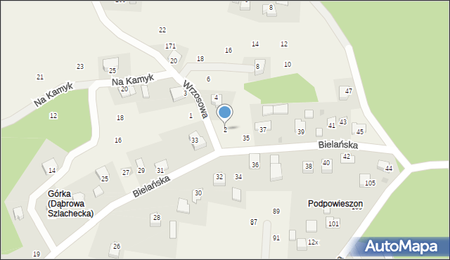 Dąbrowa Szlachecka, Wrzosowa, 2, mapa Dąbrowa Szlachecka