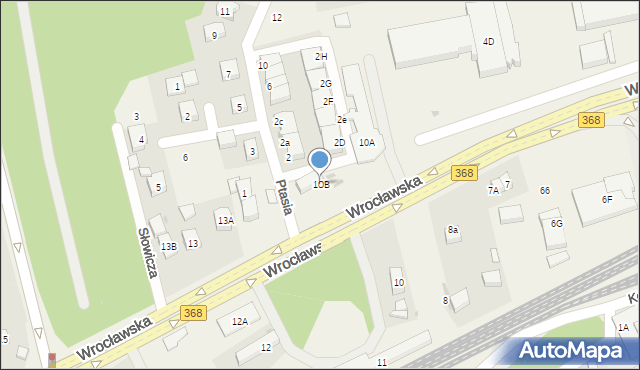 Długołęka, Wrocławska, 10B, mapa Długołęka