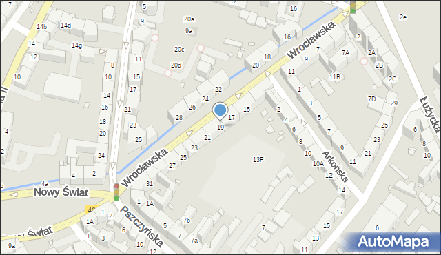 Gliwice, Wrocławska, 19, mapa Gliwic