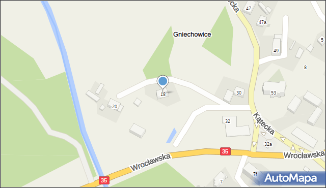 Gniechowice, Wrocławska, 18, mapa Gniechowice