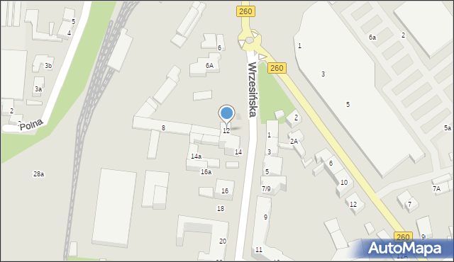 Gniezno, Wrzesińska, 12, mapa Gniezna