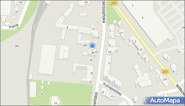 Gniezno, Wrzesińska, 16, mapa Gniezna