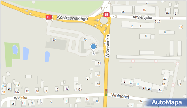 Gniezno, Wrzesińska, 72, mapa Gniezna