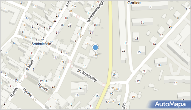 Gorlice, Wróblewskiego, 10A, mapa Gorlic