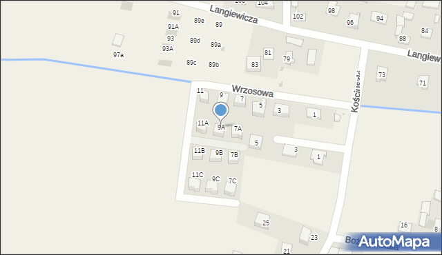 Goszcza, Wrzosowa, 9A, mapa Goszcza