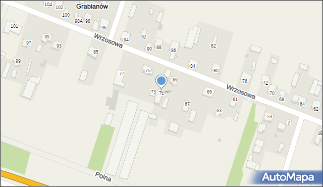 Grabianów, Wrzosowa, 71, mapa Grabianów
