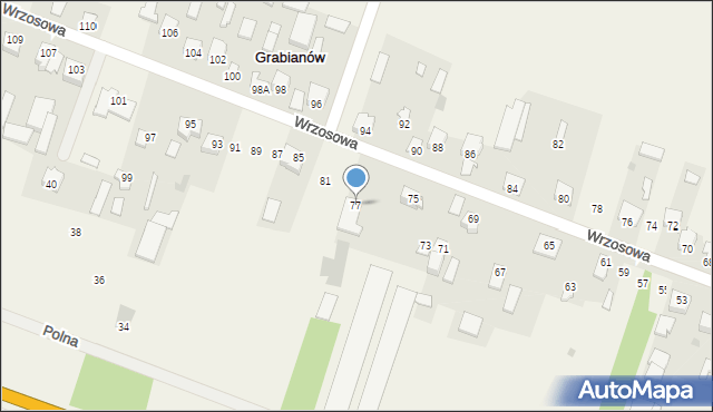 Grabianów, Wrzosowa, 77, mapa Grabianów