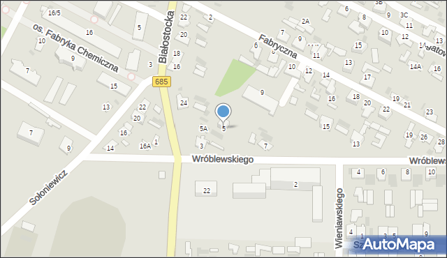 Hajnówka, Wróblewskiego Walerego, gen., 5, mapa Hajnówka