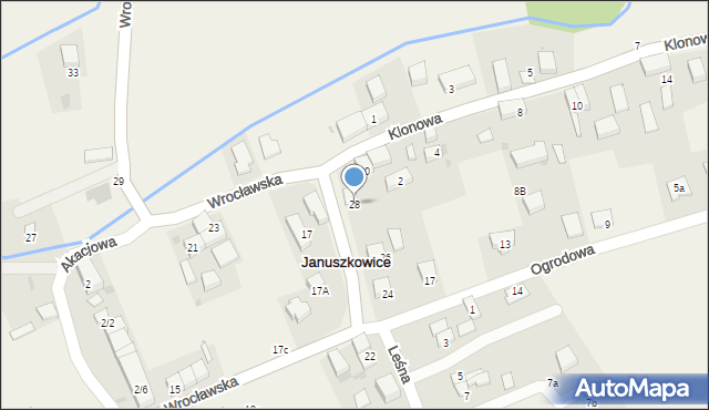 Januszkowice, Wrocławska, 28, mapa Januszkowice