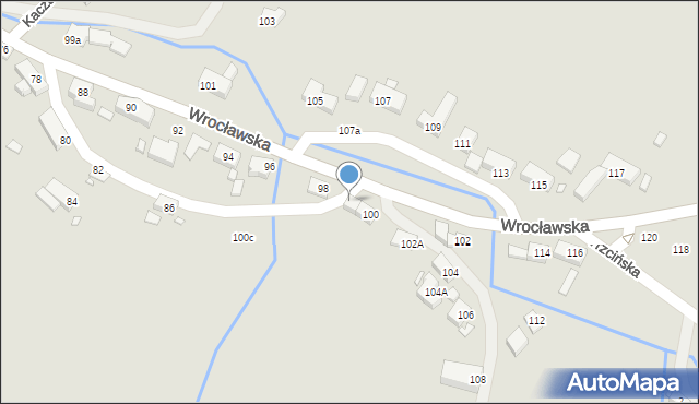 Jelenia Góra, Wrocławska, 100A, mapa Jelenia Góra