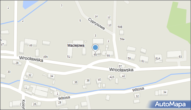 Jelenia Góra, Wrocławska, 53, mapa Jelenia Góra