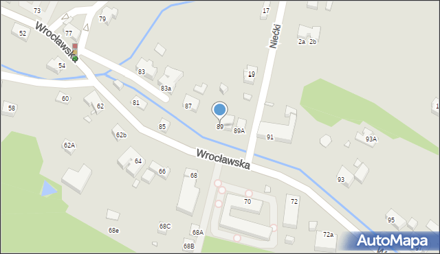 Jelenia Góra, Wrocławska, 89, mapa Jelenia Góra