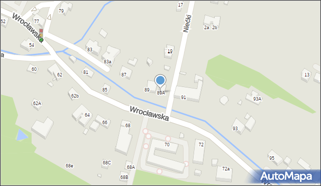 Jelenia Góra, Wrocławska, 89A, mapa Jelenia Góra