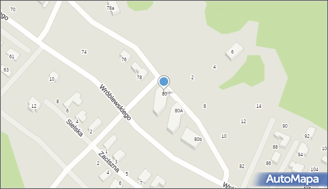 Jelenia Góra, Wróblewskiego Walerego, gen., 80, mapa Jelenia Góra