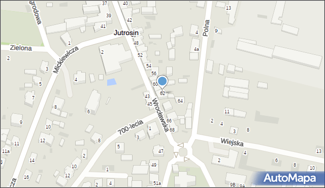 Jutrosin, Wrocławska, 62, mapa Jutrosin