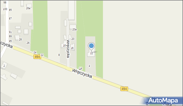 Kalej, Wręczycka, 12, mapa Kalej