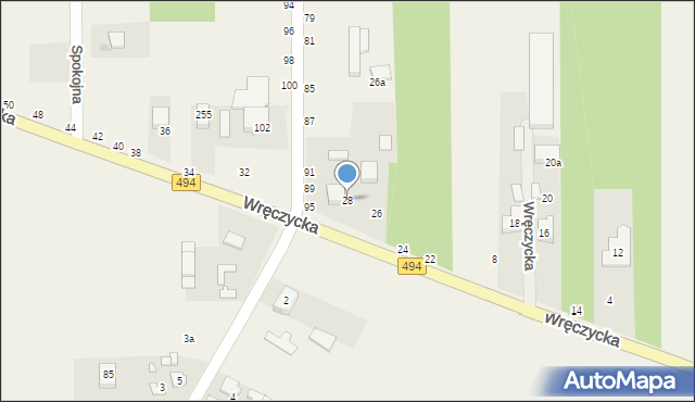 Kalej, Wręczycka, 28, mapa Kalej