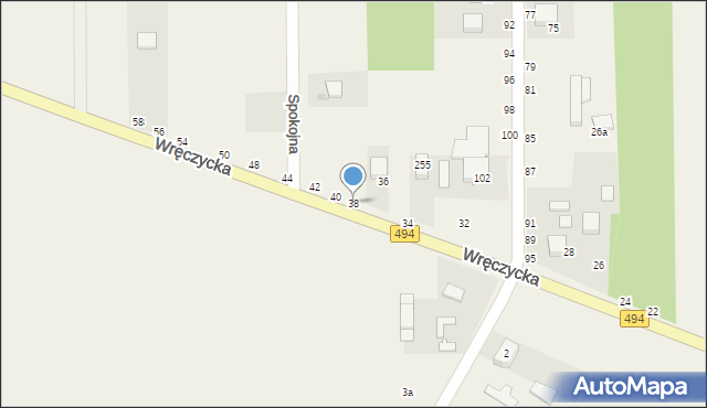 Kalej, Wręczycka, 38, mapa Kalej