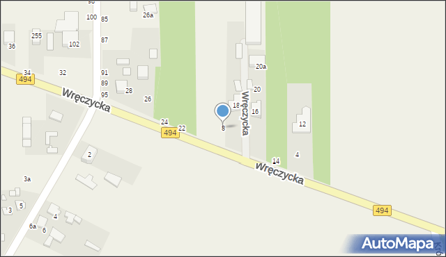 Kalej, Wręczycka, 8, mapa Kalej