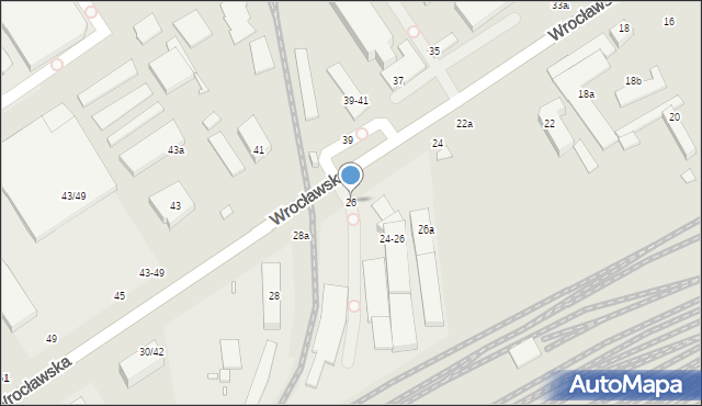 Kalisz, Wrocławska, 26, mapa Kalisza