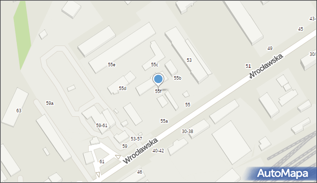 Kalisz, Wrocławska, 55f, mapa Kalisza