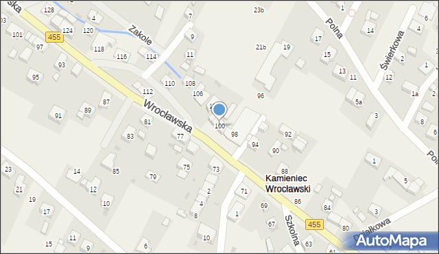 Kamieniec Wrocławski, Wrocławska, 100, mapa Kamieniec Wrocławski