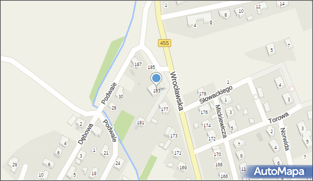 Kamieniec Wrocławski, Wrocławska, 183, mapa Kamieniec Wrocławski