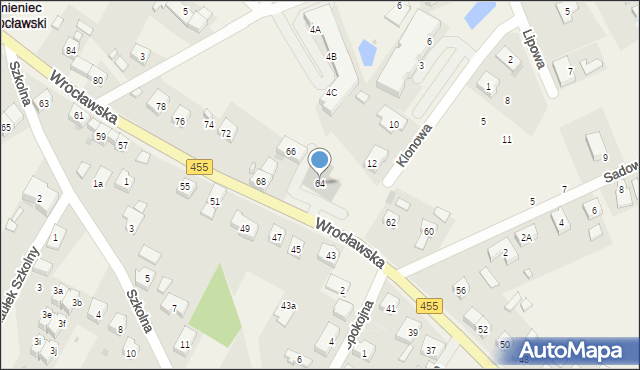 Kamieniec Wrocławski, Wrocławska, 64, mapa Kamieniec Wrocławski